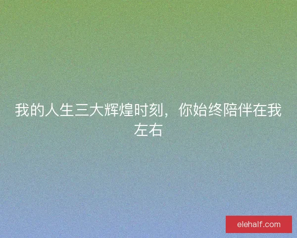 我的人生三大辉煌时刻，你始终陪伴在我左右