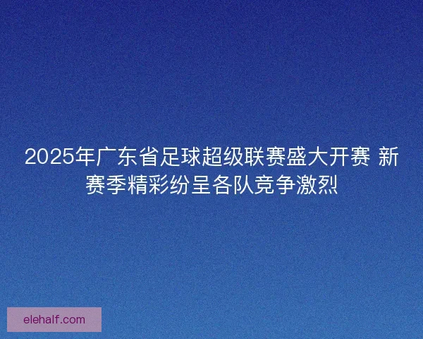 2025年广东省足球超级联赛盛大开赛 新赛季精彩纷呈各队竞争激烈